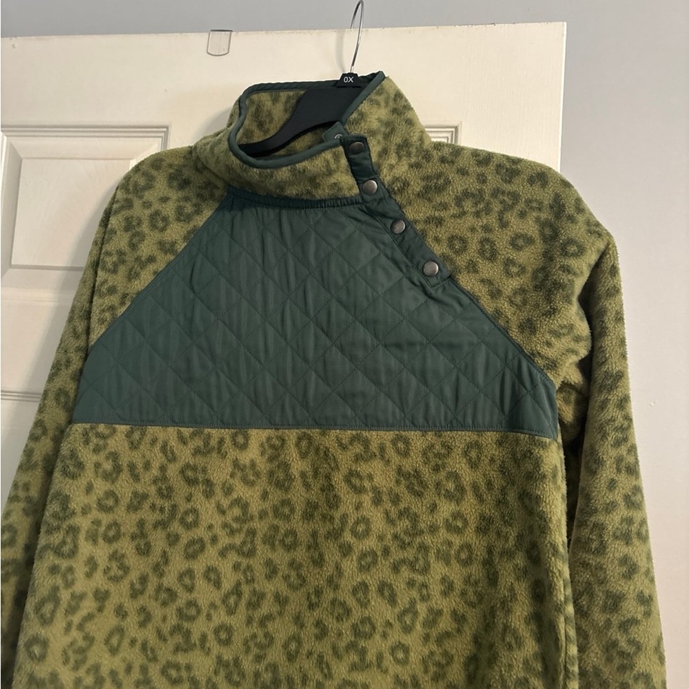 J. Crew Olive Leopard Print Pullover